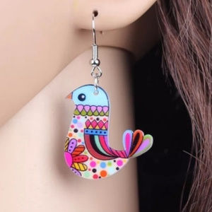 New Colorful Acrylic Bird Dangle Earrings